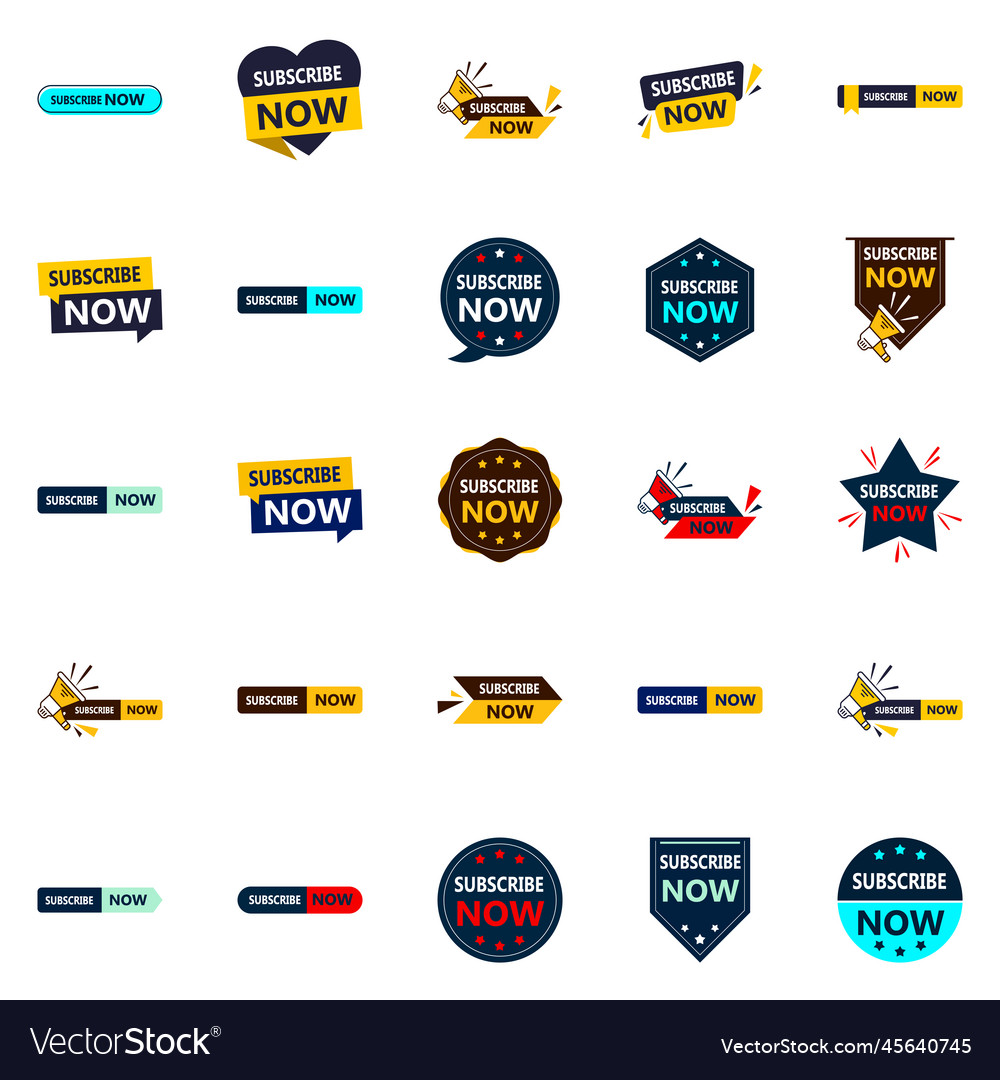 25 high-converting subscribe now banners for Vector Image