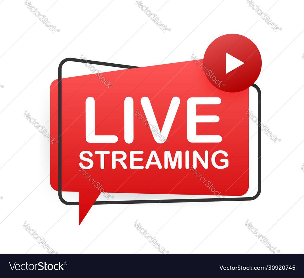 Live streaming flat logo red design element Vector Image