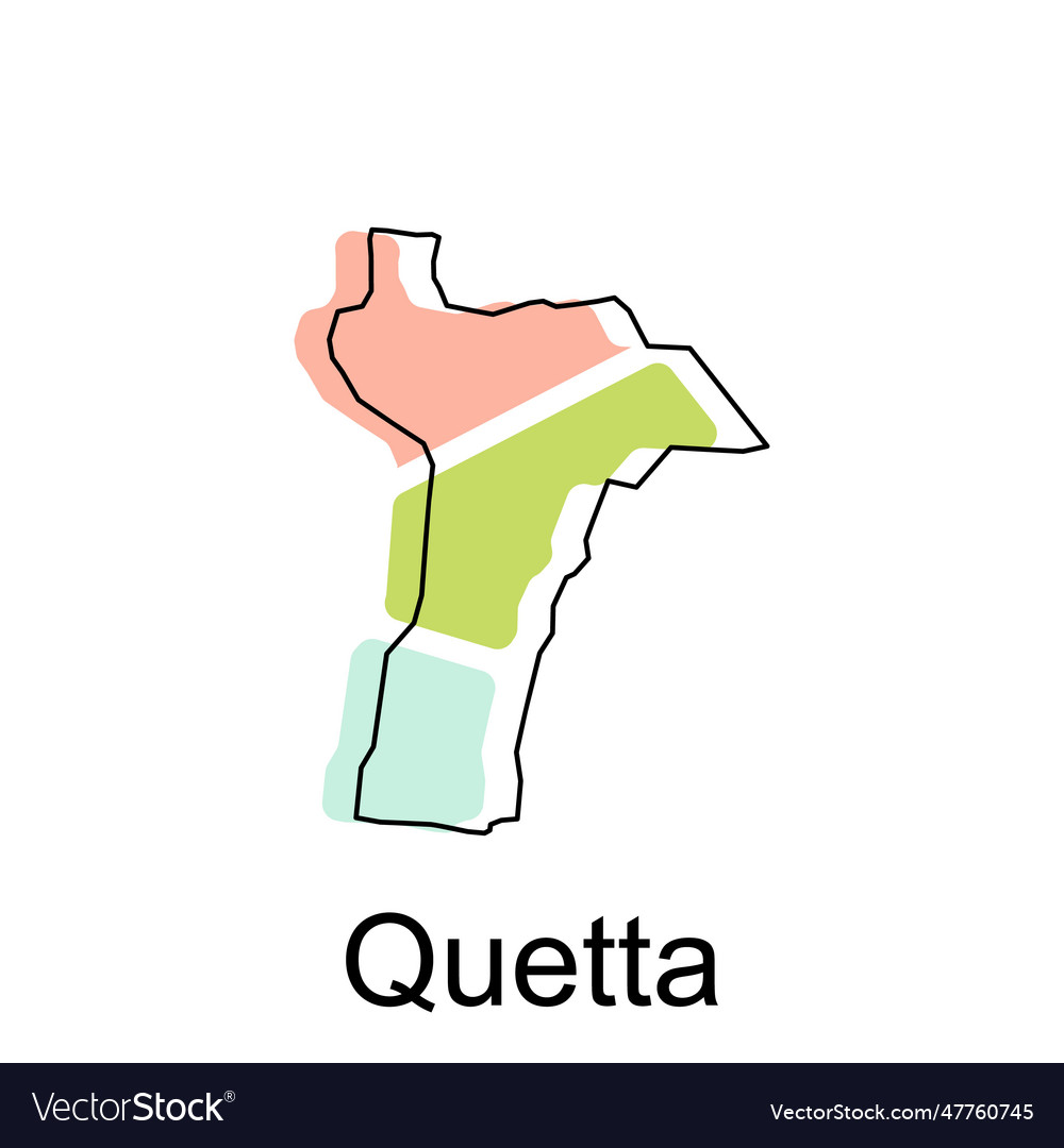 Map of quetta geometric colorful design template Vector Image