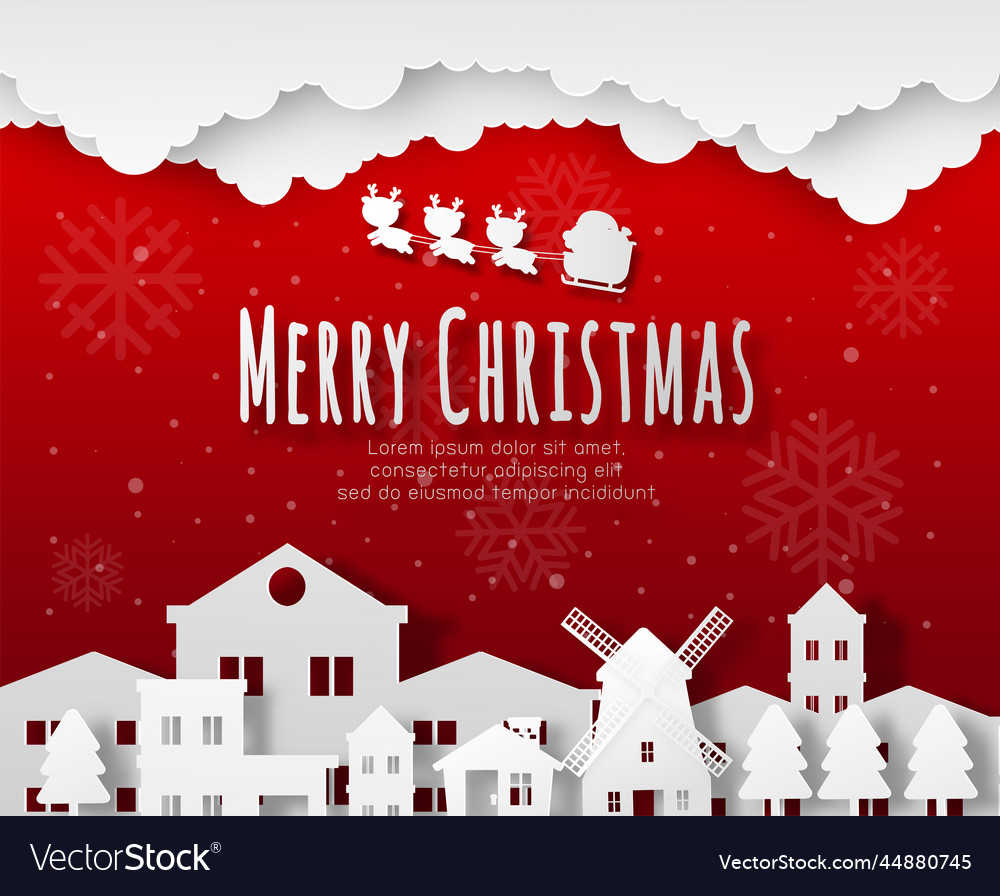 Merry christmas and happy new year paper cut Vector Image