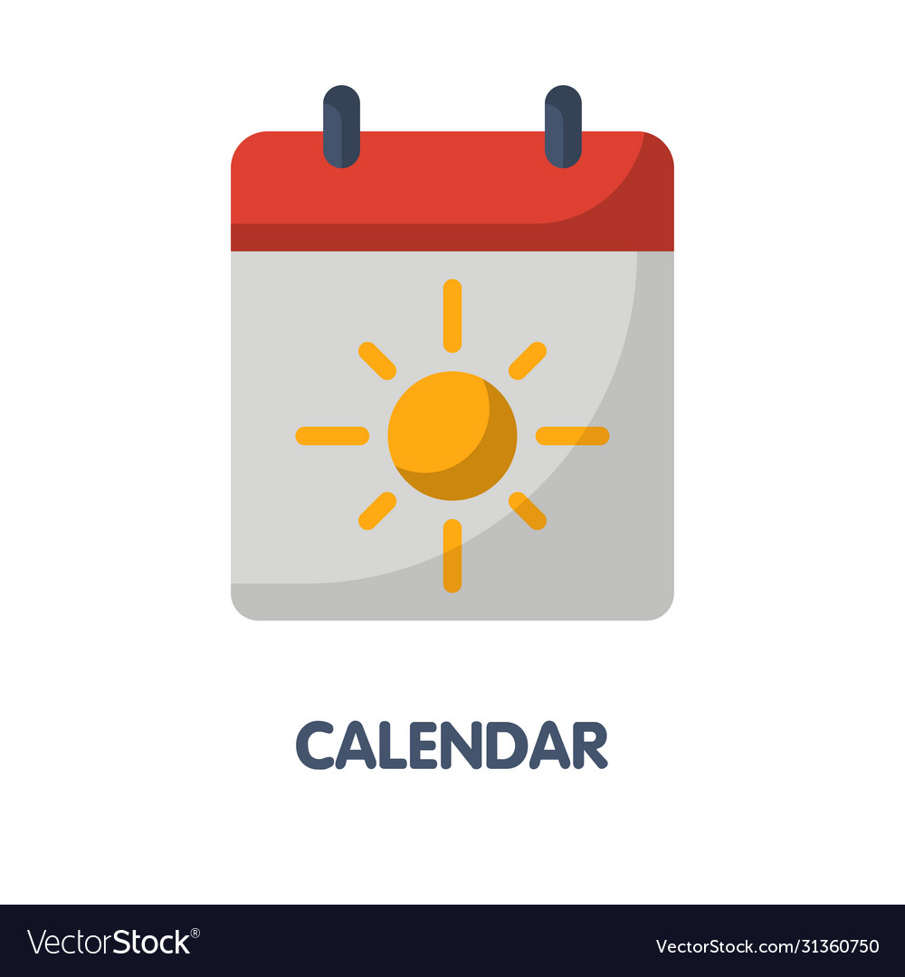 Calendar With Summer Time Flat Icon Design Vector Image