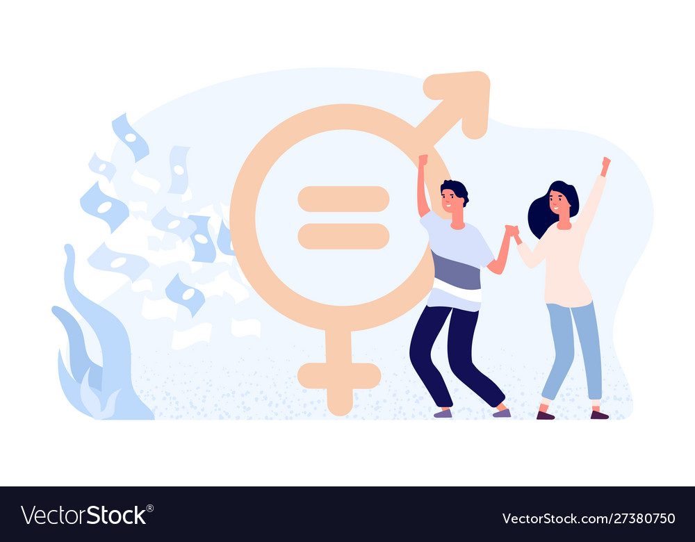 Gender Equality Concept Happy Female And Male Vector Image