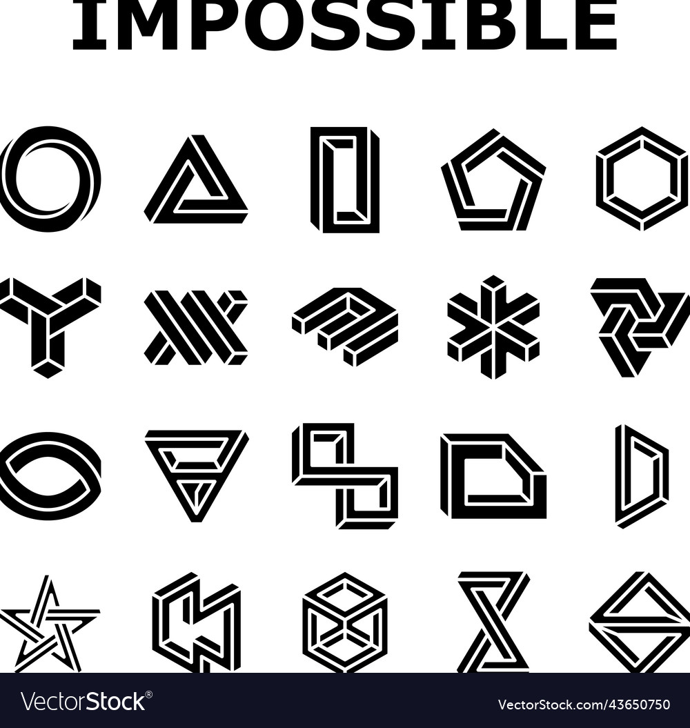 Impossible geometric shape icons set