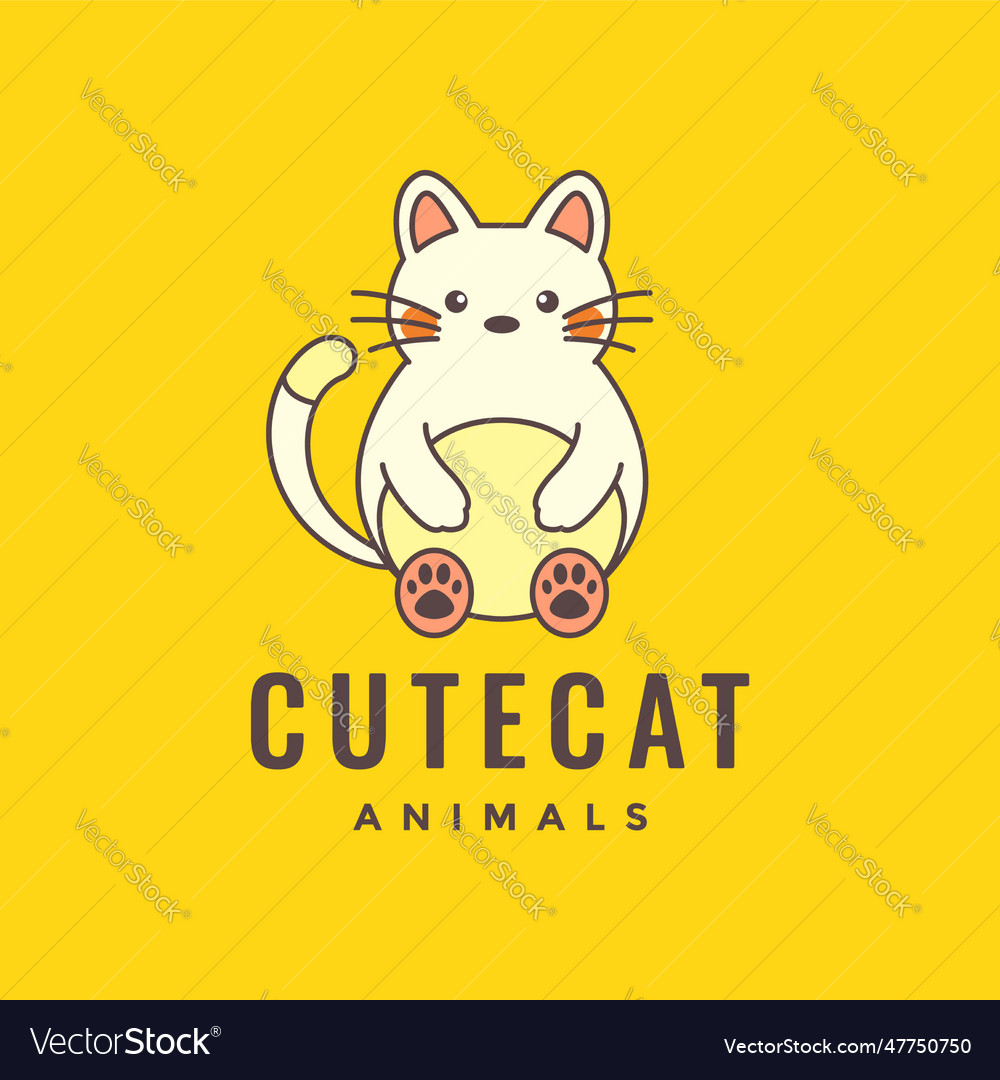 Kitten cat fat cute cartoon mascot logo icon Vector Image