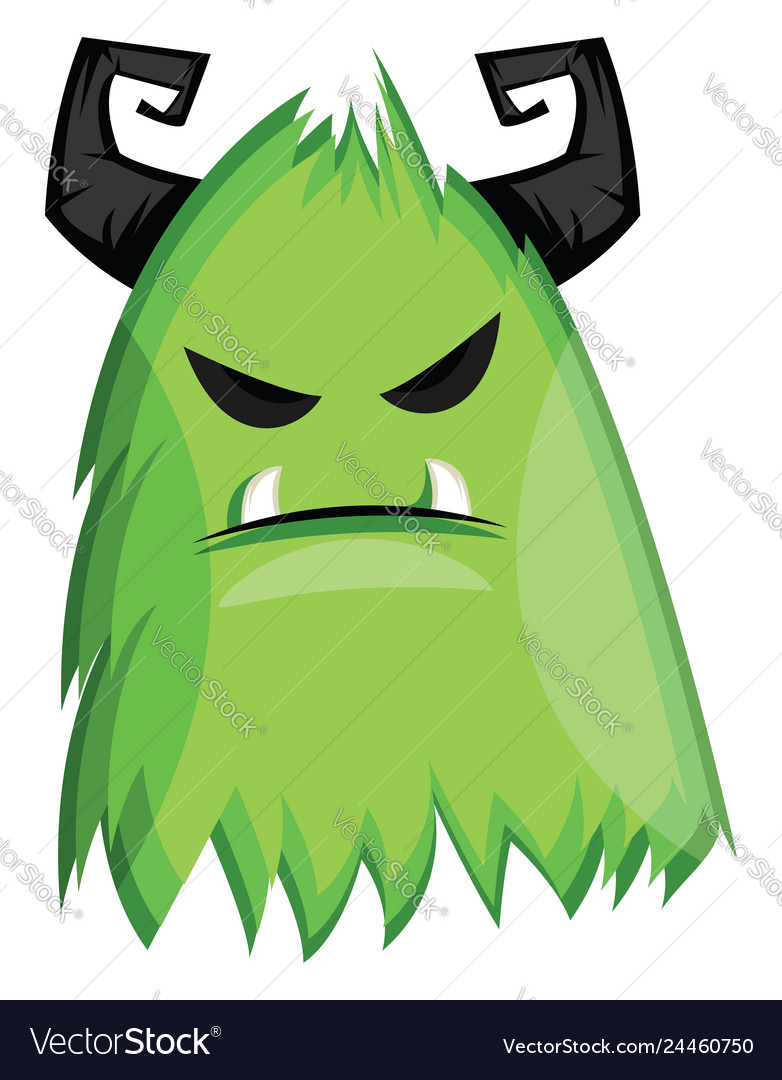 On white background grumpy green monster Vector Image