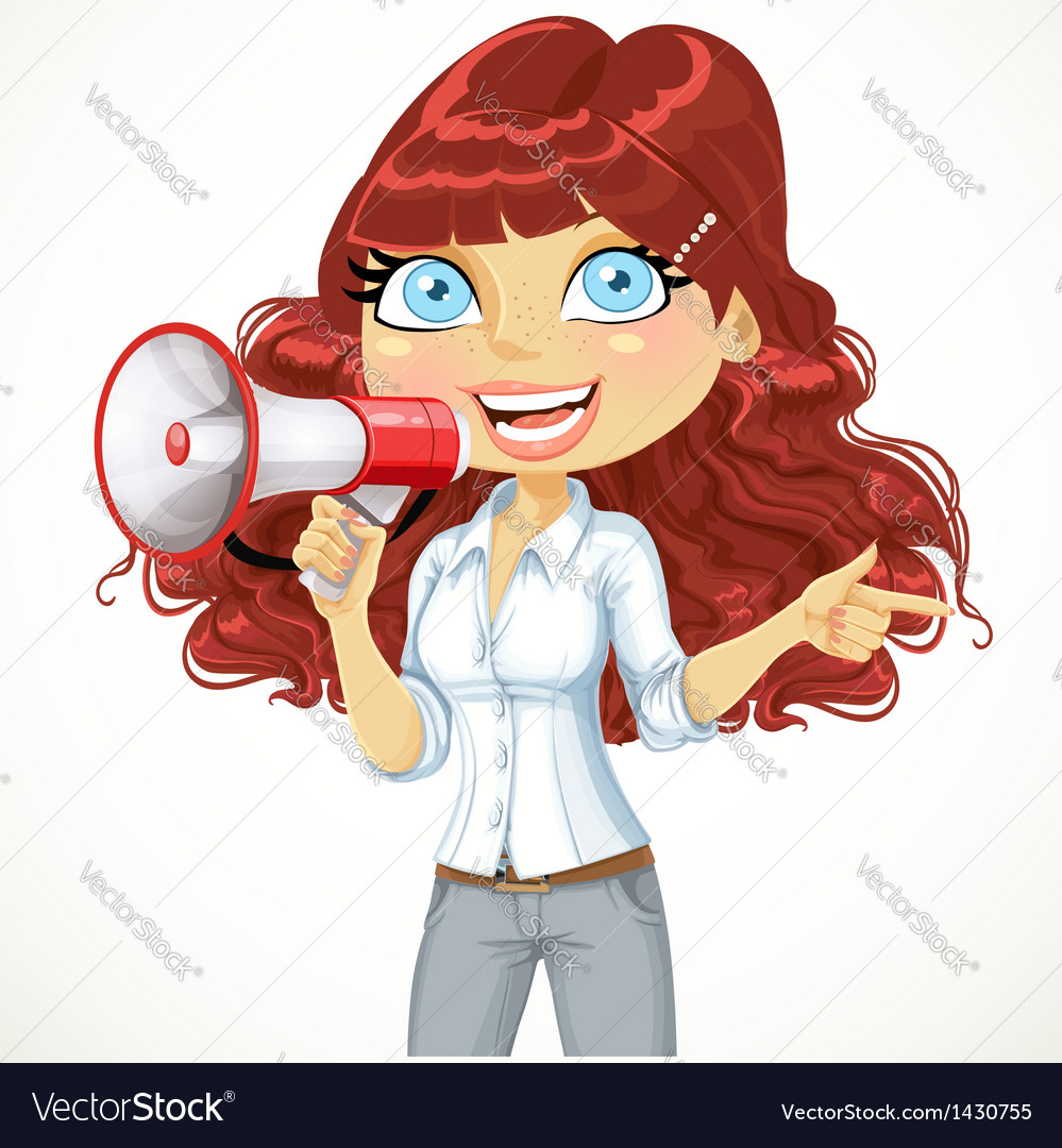 Cute girl talking into a megaphone