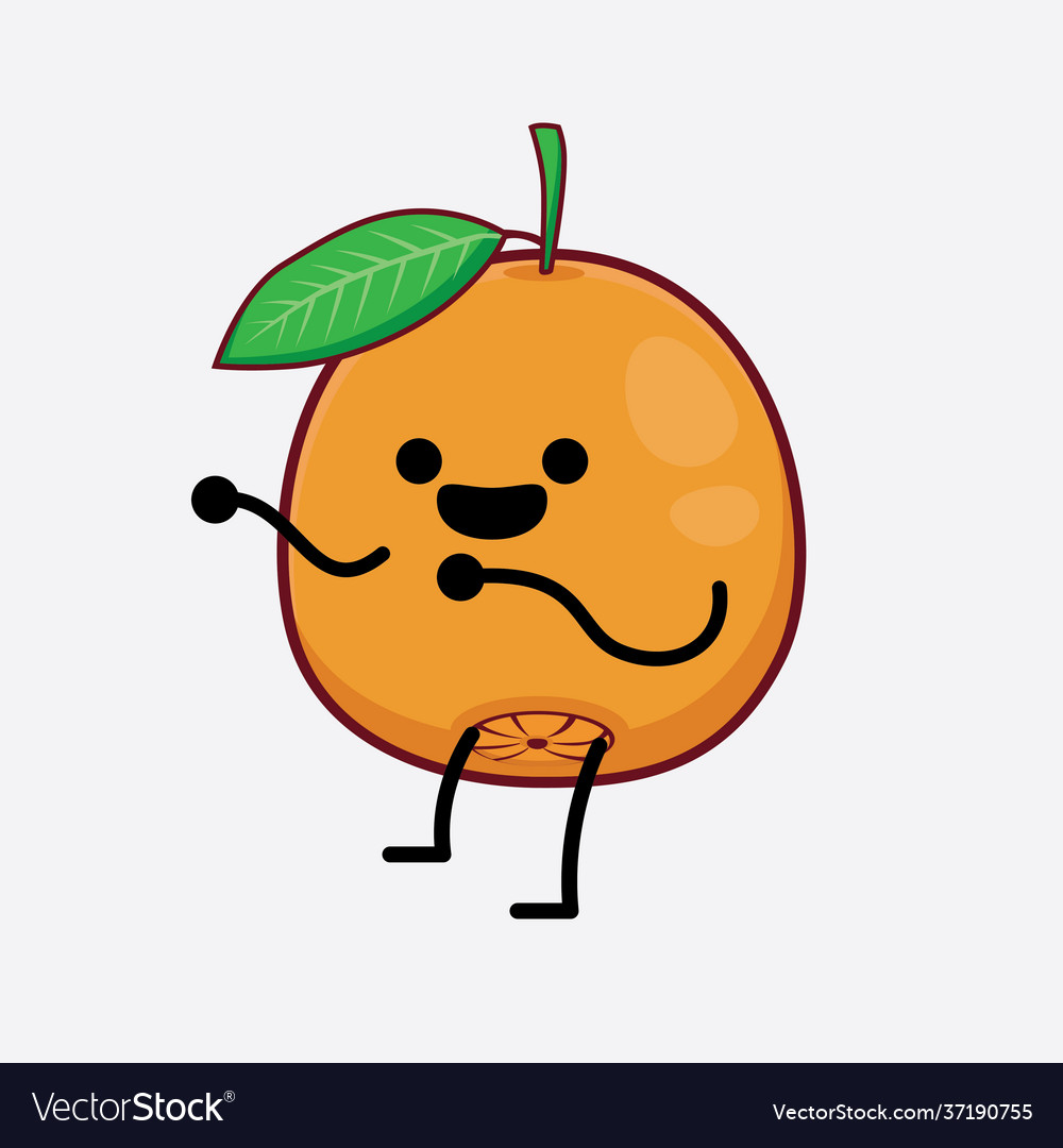 Navel orange cute character with simple face Vector Image