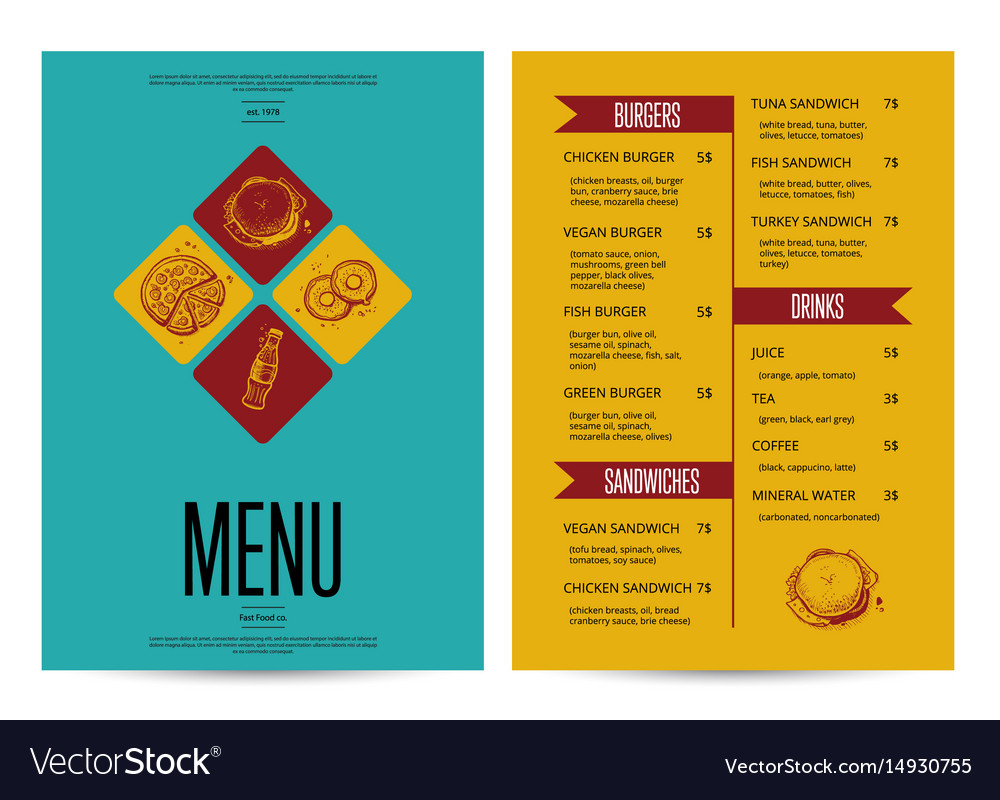 Download Restaurant Menu Card Design Template Royalty Free Vector