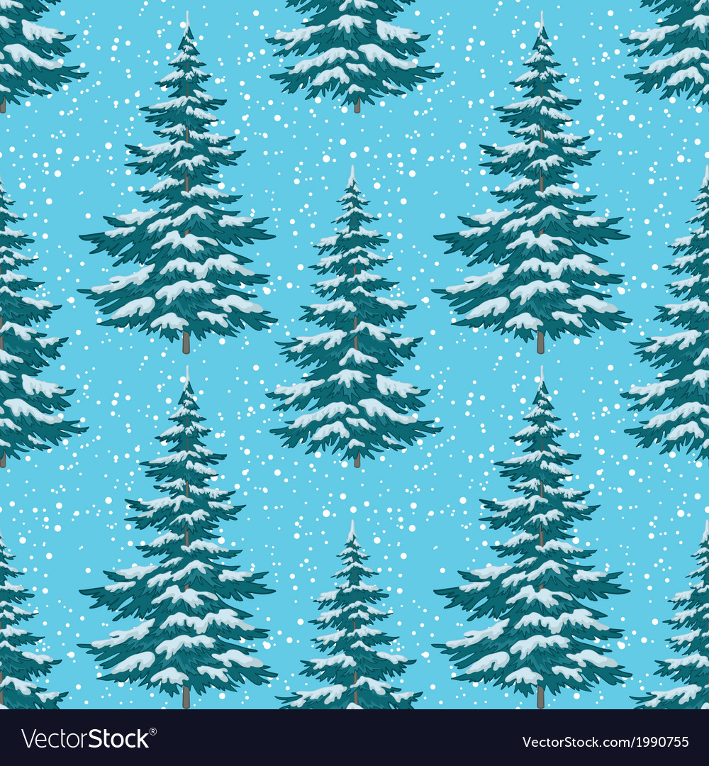 Seamless background christmas trees with snow Vector Image