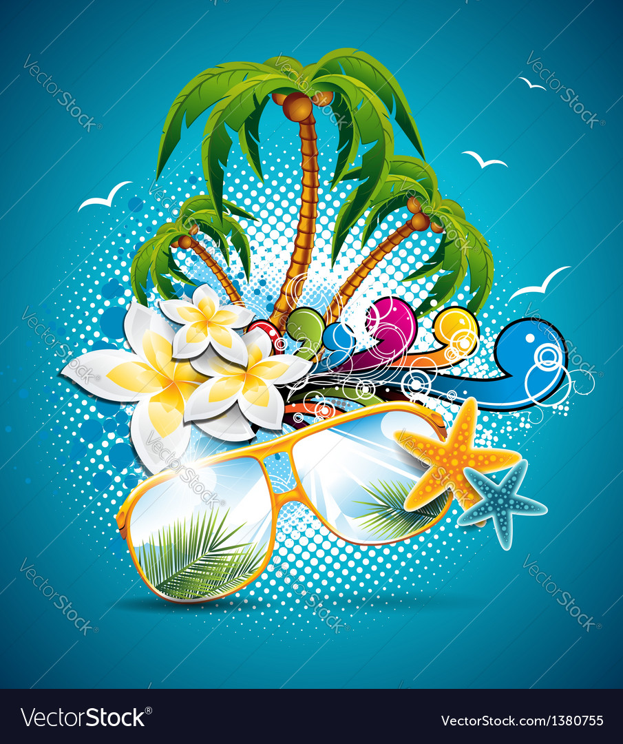 summer holiday flyer design with palm trees vector image holiday flyer design
