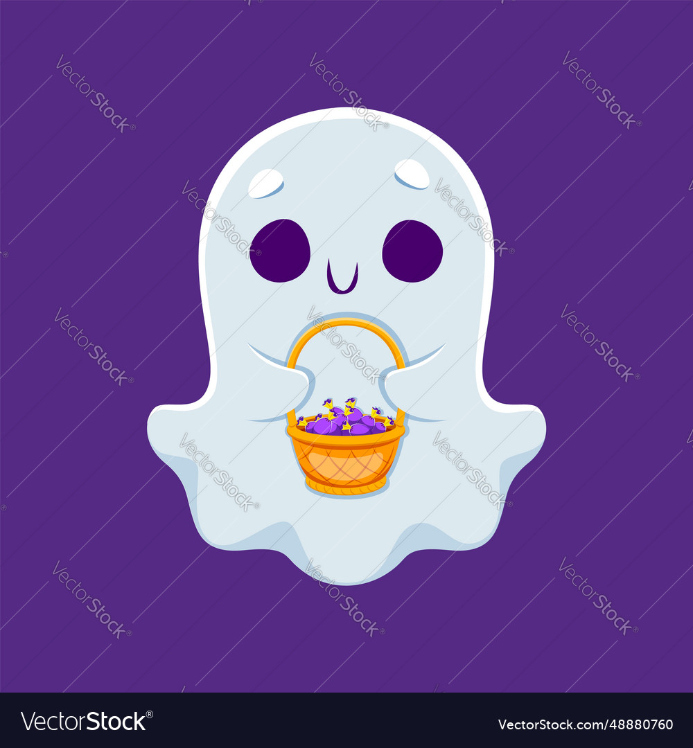 Cartoon Kawaii Halloween Ghost With Candies Vector Image