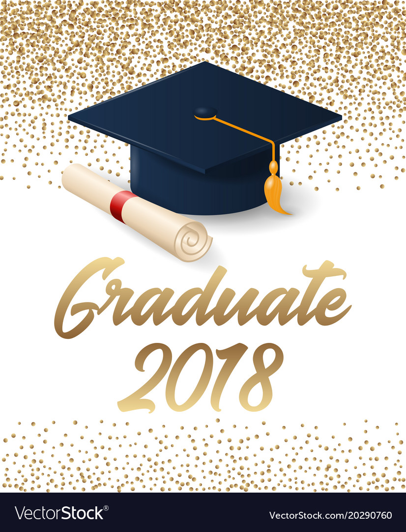 Download Class of 2018 graduation poster with hat and Vector Image