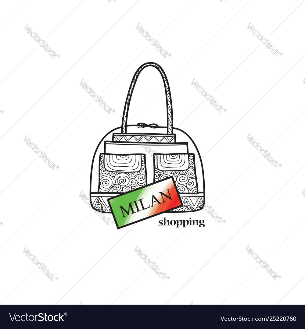 Italy travel sign milan city shopping label shop Vector Image