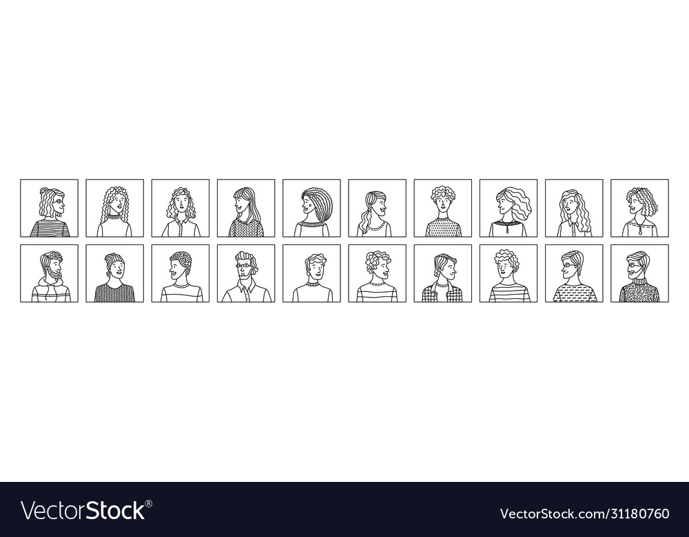 Linear people icons set Royalty Free Vector Image
