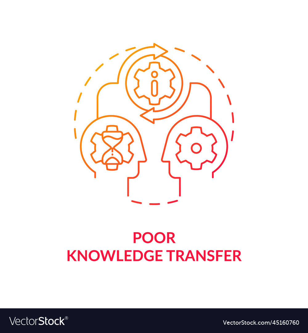 Poor knowledge transfer red gradient concept icon Vector Image