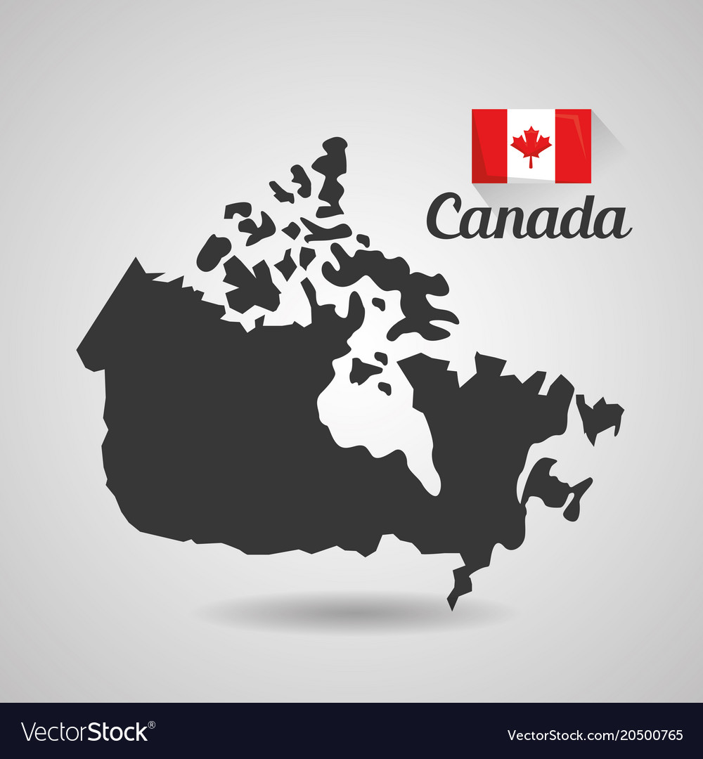 Canada flag map monument Royalty Free Vector Image