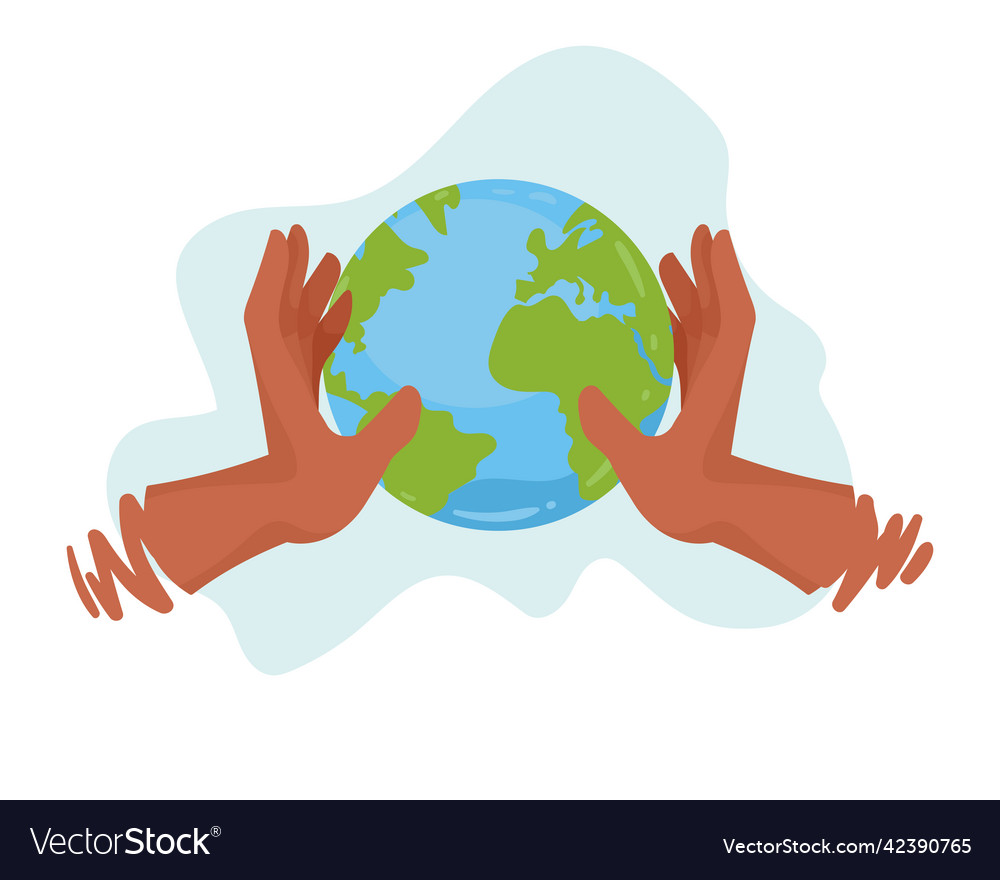 Hands taking earth planet Royalty Free Vector Image