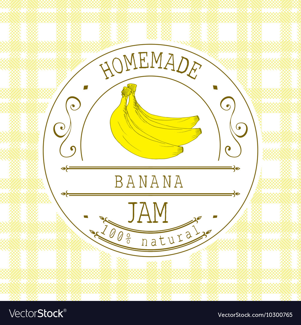 Jam label design template for banana dessert Vector Image