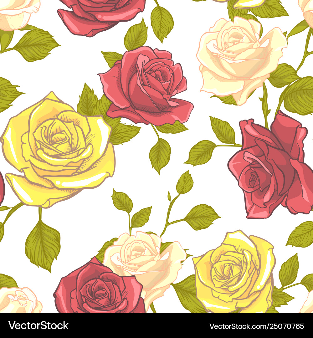 Rose seamless pattern flower seamless pattern Vector Image