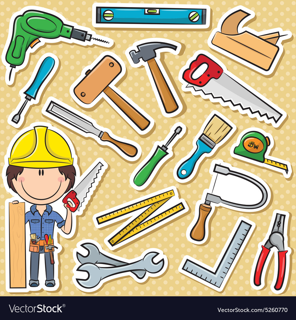 carpenter-with-tools-royalty-free-vector-image