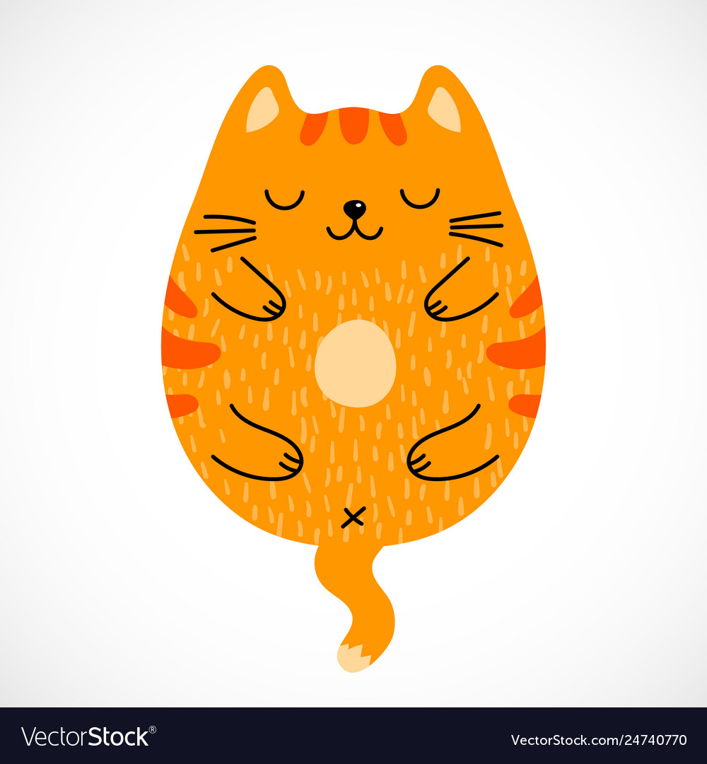 Doodle sleeping red cat Royalty Free Vector Image