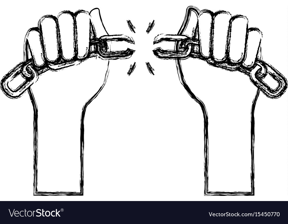 Hands human with chain break Royalty Free Vector Image