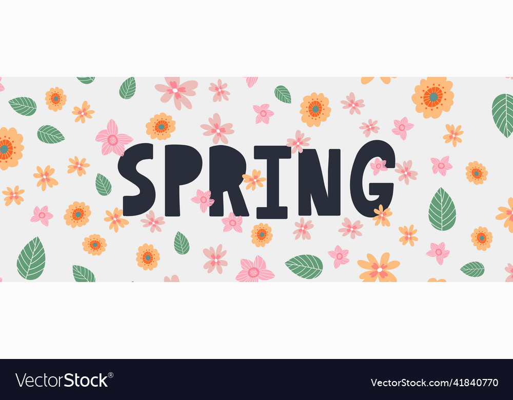 Hello spring hand logotype badge typography icon Vector Image