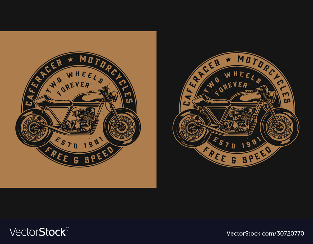 Vintage motorcycle round emblem Royalty Free Vector Image Vintage motorcycle round emblem vector image on VectorStock