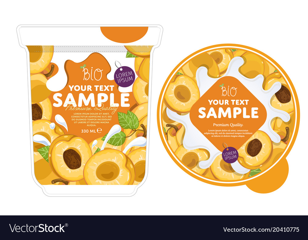 Apricot yogurt packaging design template