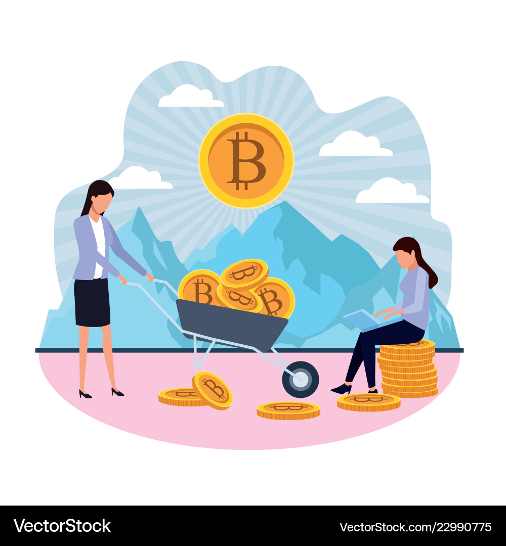 Digital mining bitcoin Royalty Free Vector Image