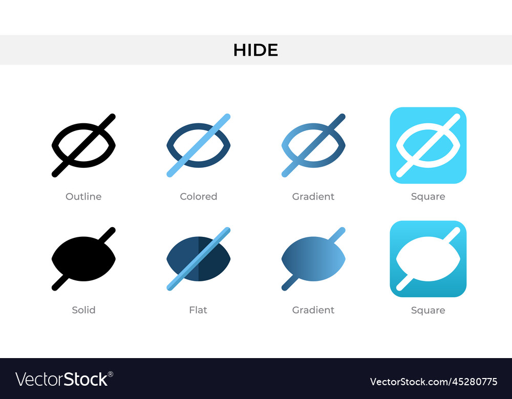 Hide icon in different style icons designed Vector Image