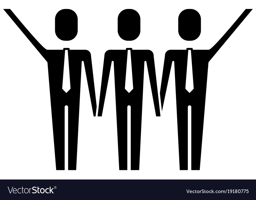 Three men holding hands teamwork successful Vector Image