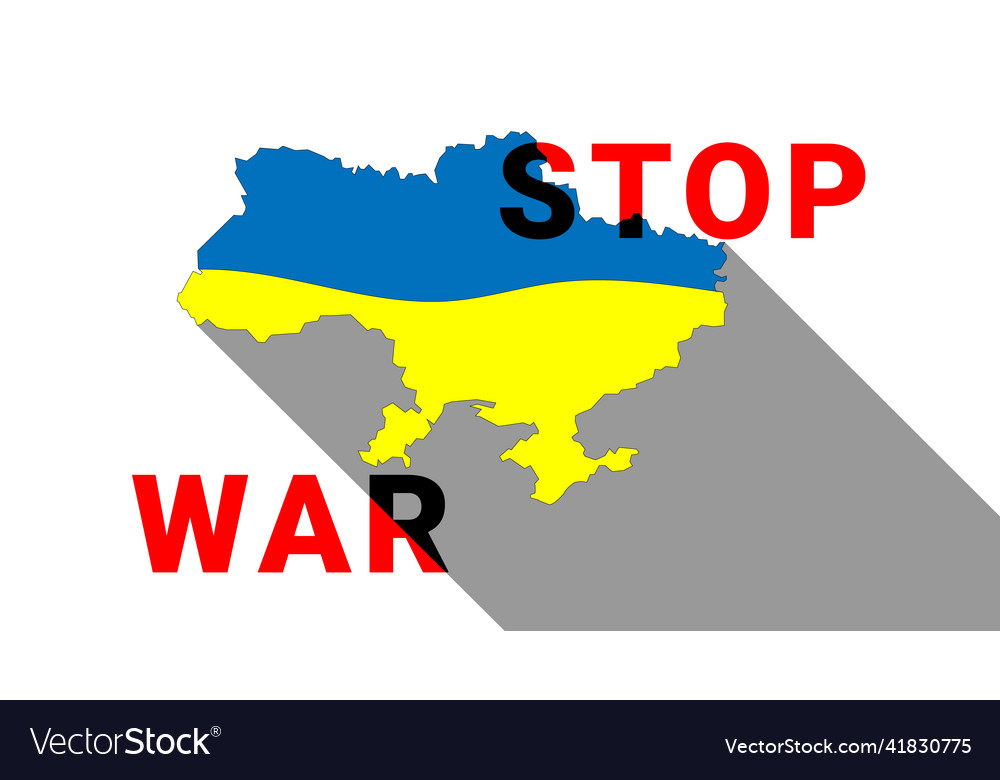 Ukraine map with shadow the call to stop war Vector Image