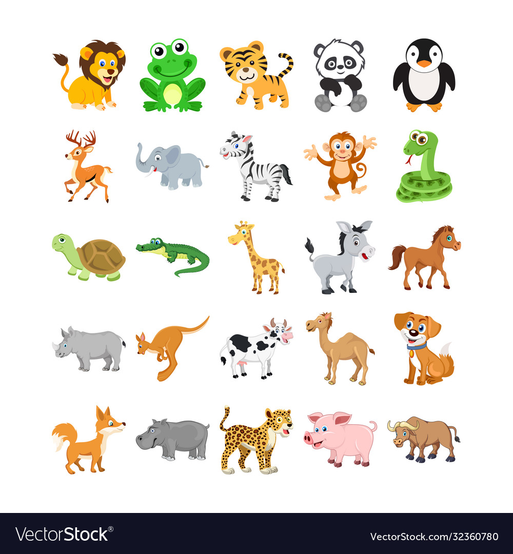 Cute animals colored icons 1 Royalty Free Vector Image