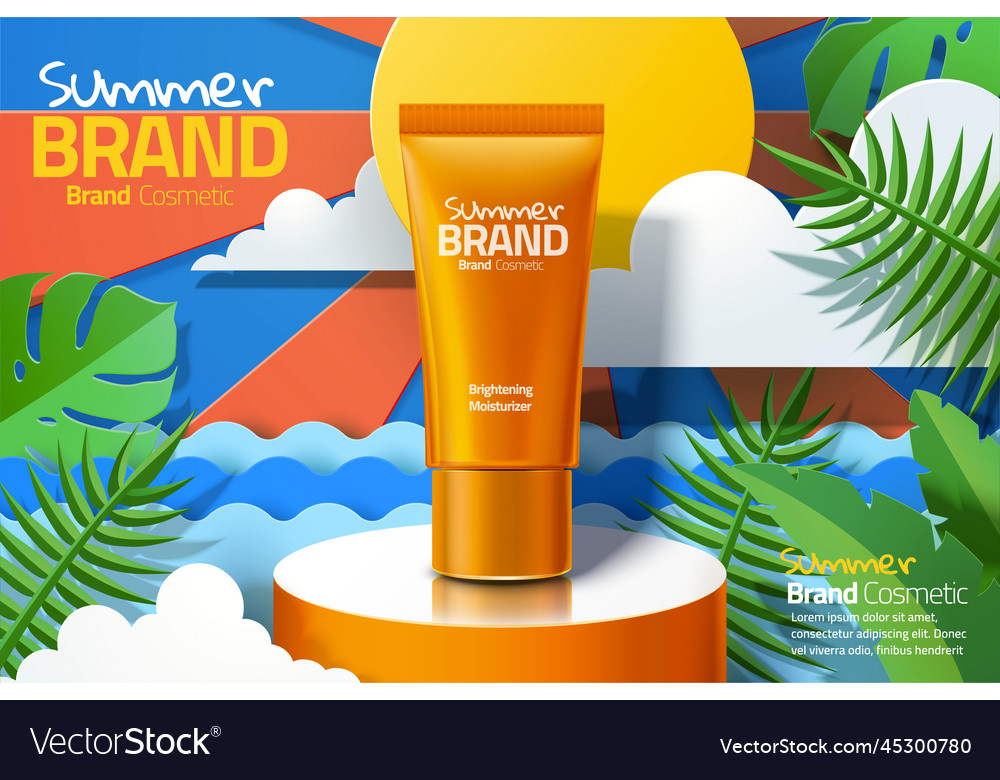 Orange skincare plastic tube ads Royalty Free Vector Image