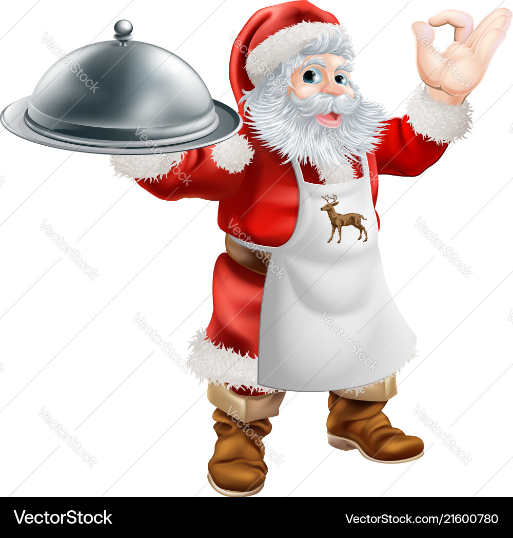 Santa cook christmas dinner concept Royalty Free Vector