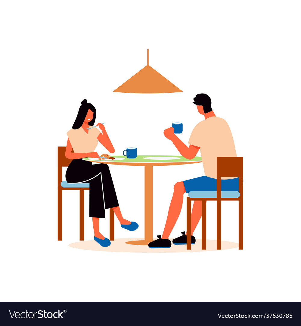 Breakfast at table composition Royalty Free Vector Image