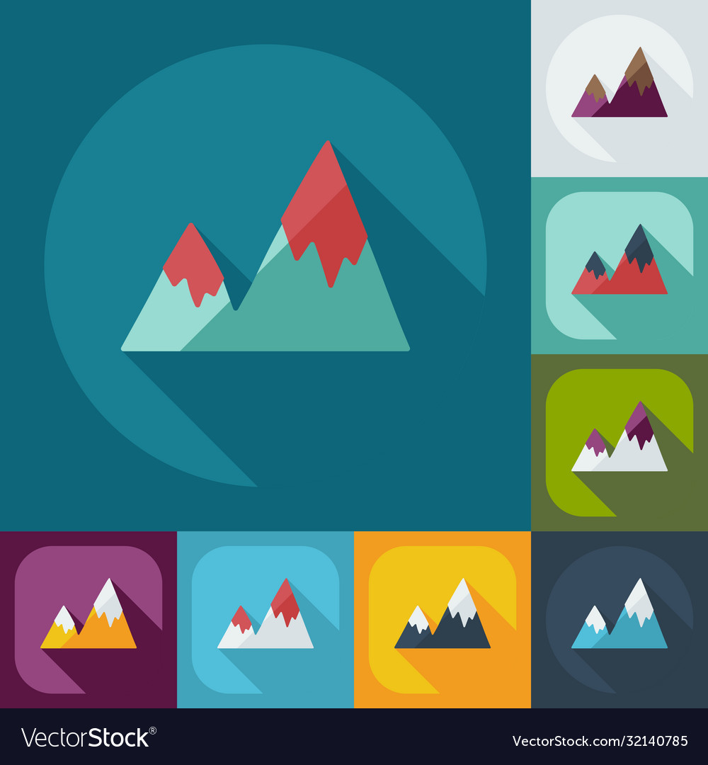 Flat modern design with shadow icons mountains