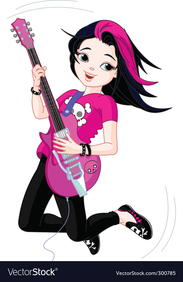 Rock star girl playing guitar Royalty Free Vector Image