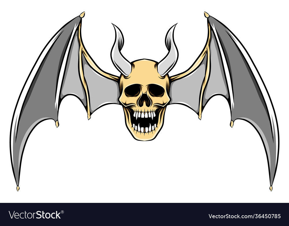 Scary dead skull with long horns Royalty Free Vector Image