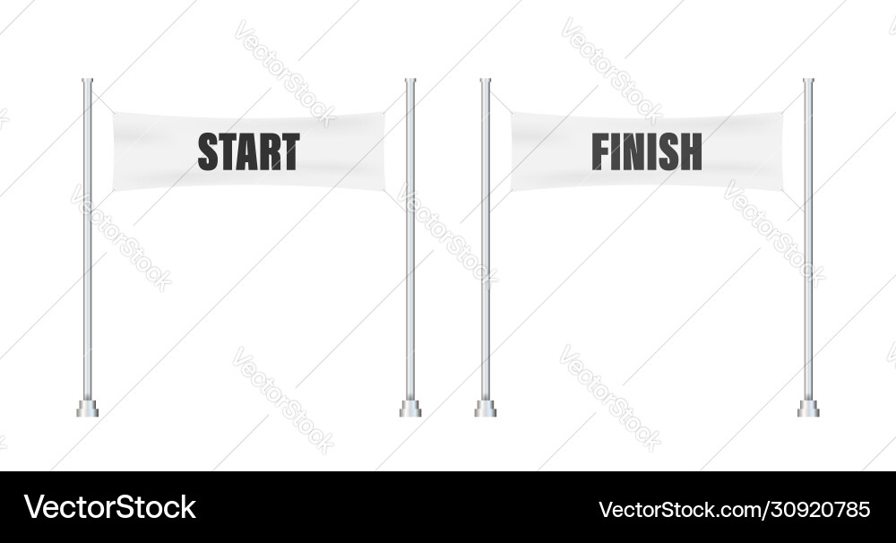 Start finish winner banner flat line cartoon Vector Image