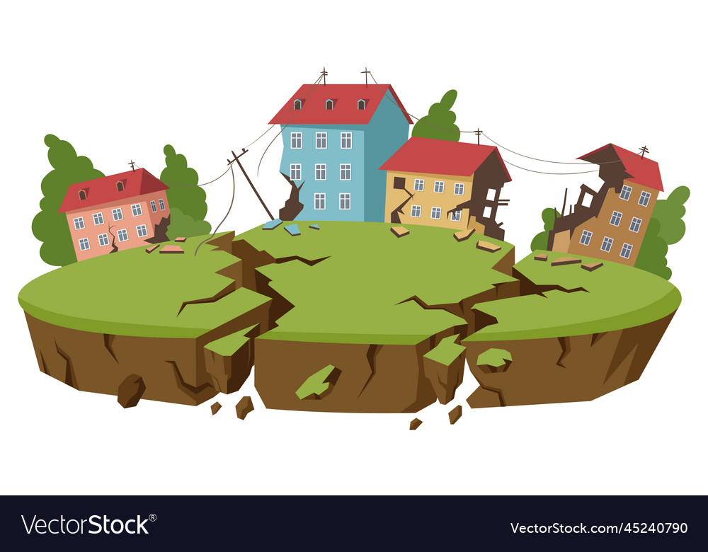 Cartoon earthquake natural disaster earth crust Vector Image