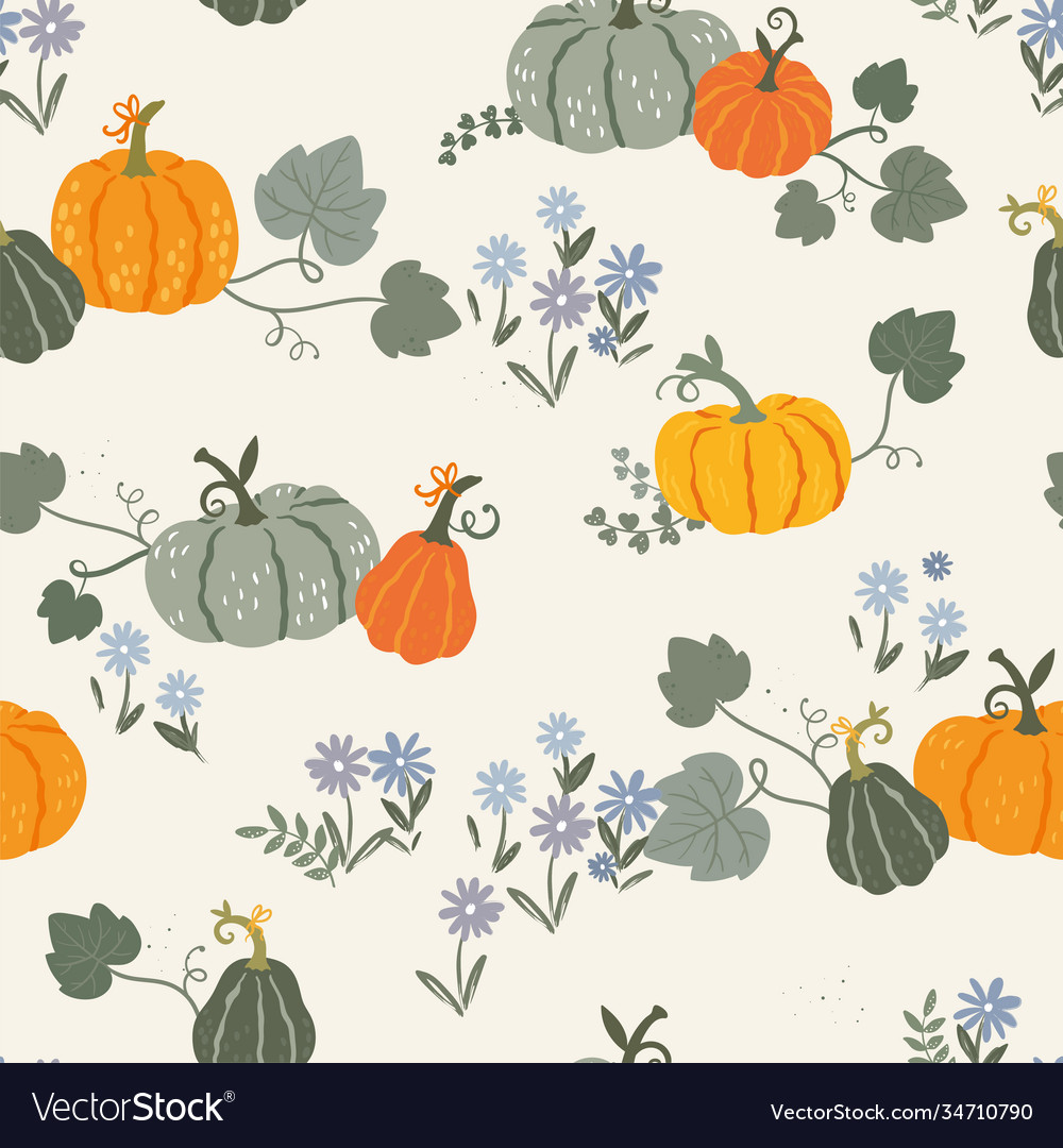 Fun hand drawn pumpkin seamless pattern lovely Vector Image