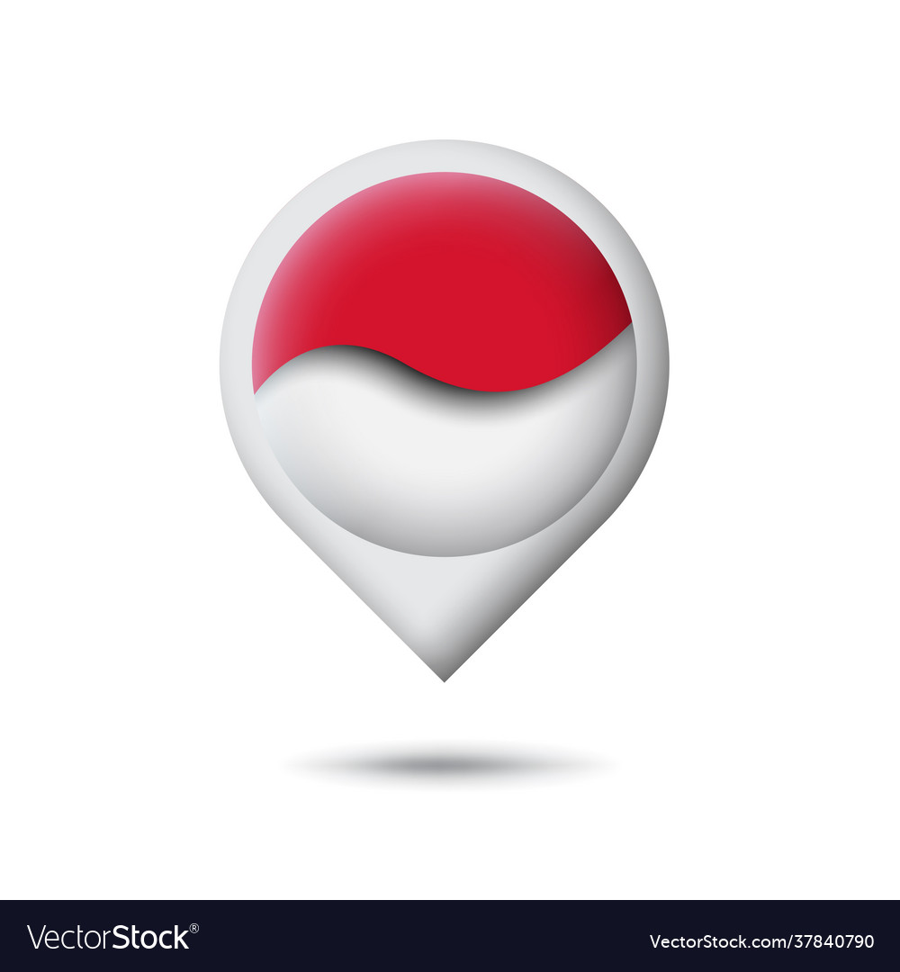 Indonesia flag icon in shape pointer map