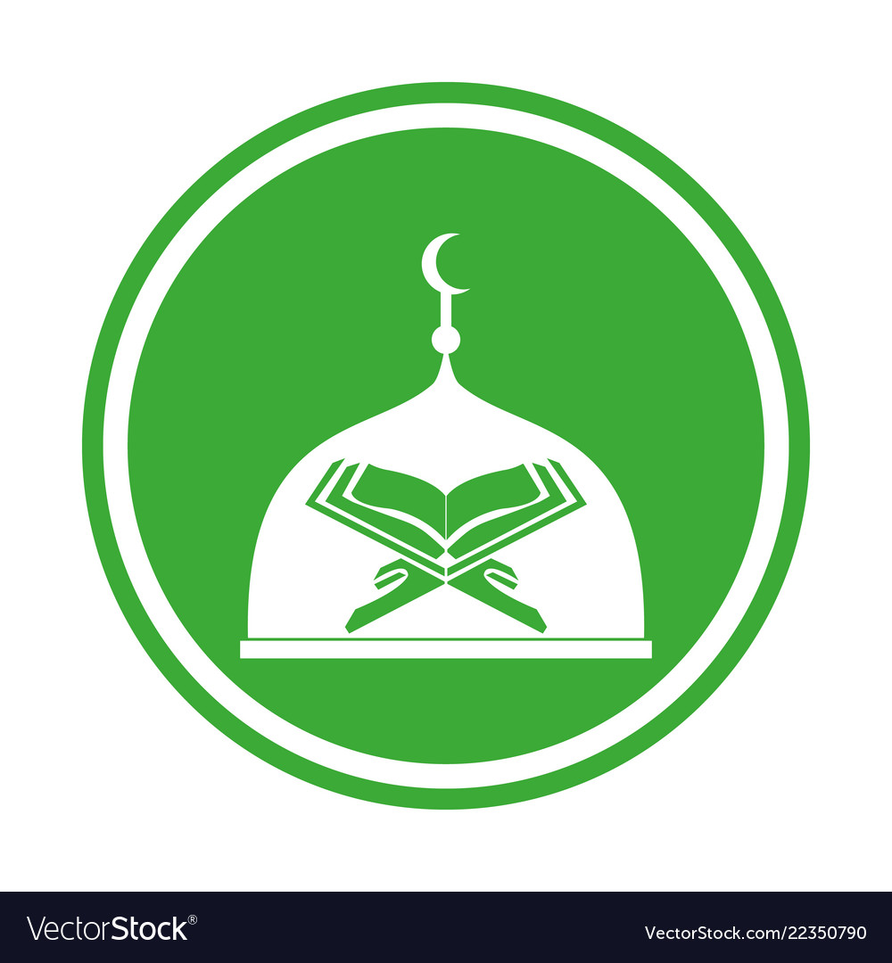 Modern islamic mosque and quran logo in isolated Vector Image