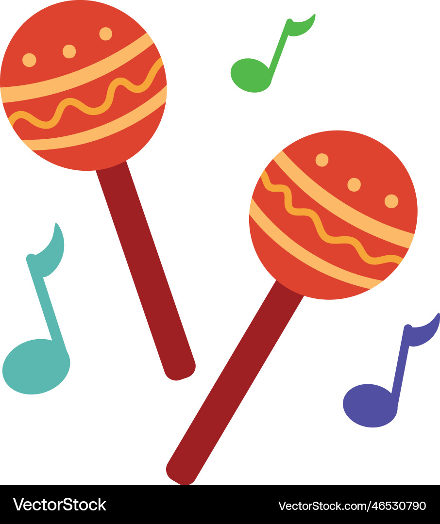 Music maracas and musical notes Royalty Free Vector Image