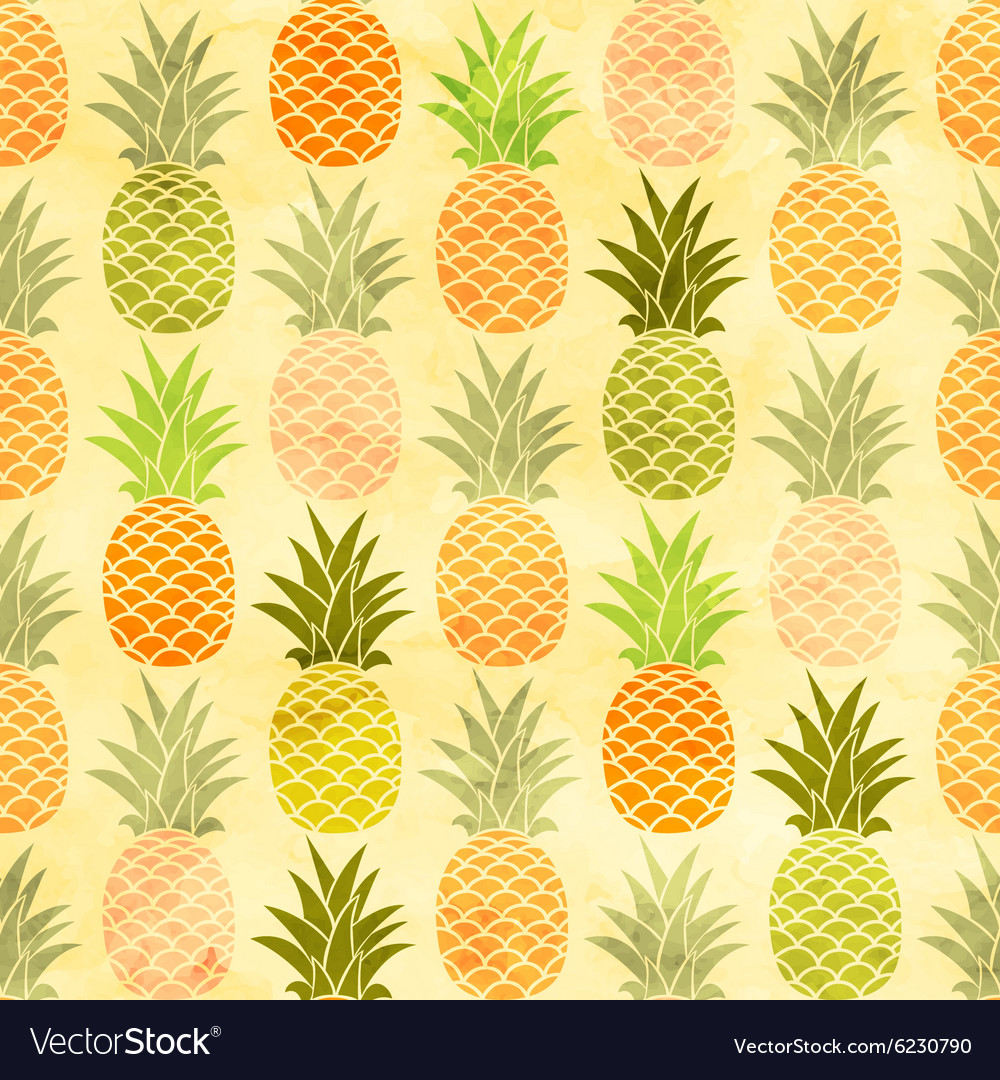 Download Watercolor pineapple seamless pattern background Vector Image