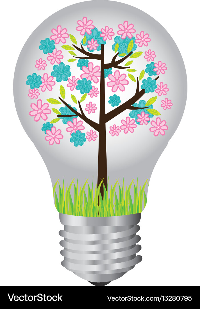Bulb with tree inside icon Royalty Free Vector Image