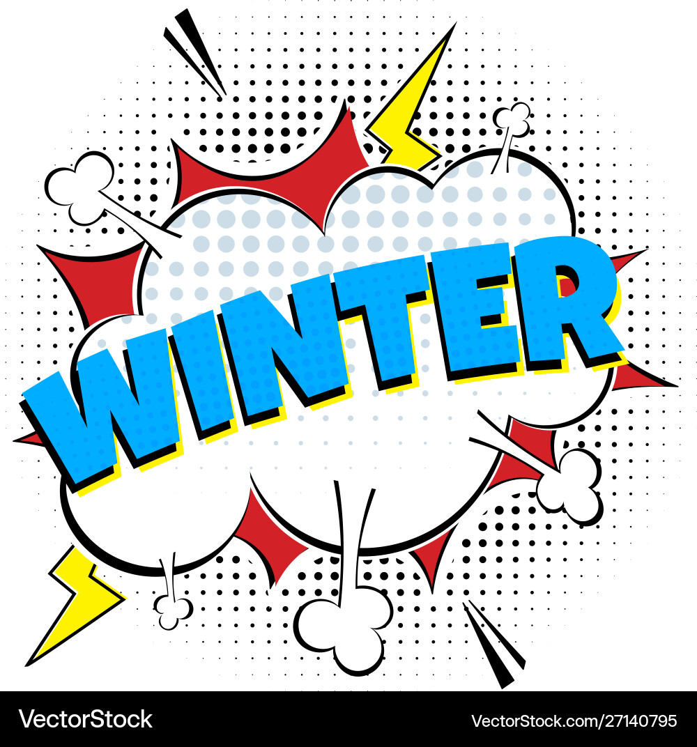 Comic lettering winter in the speech bubbles Vector Image