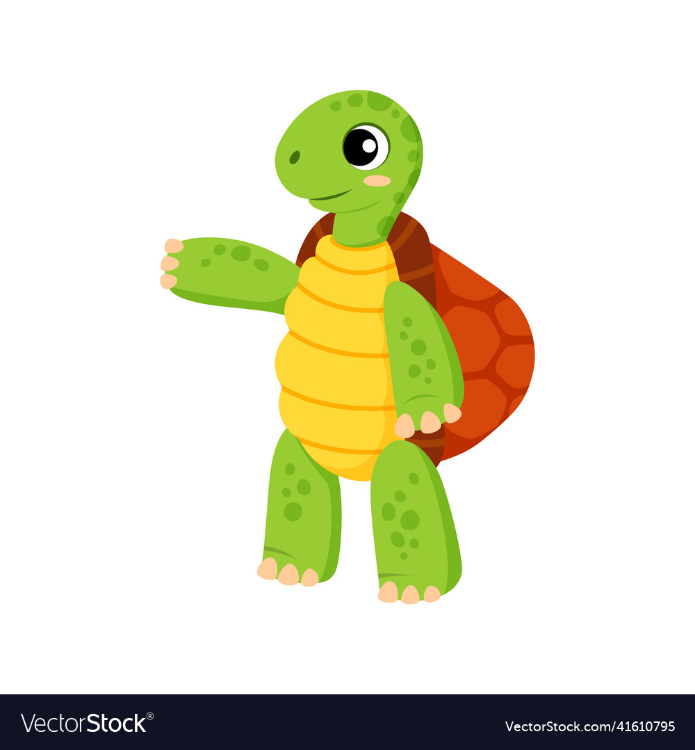 Funny turtle aquatic creature pointing by hand Vector Image